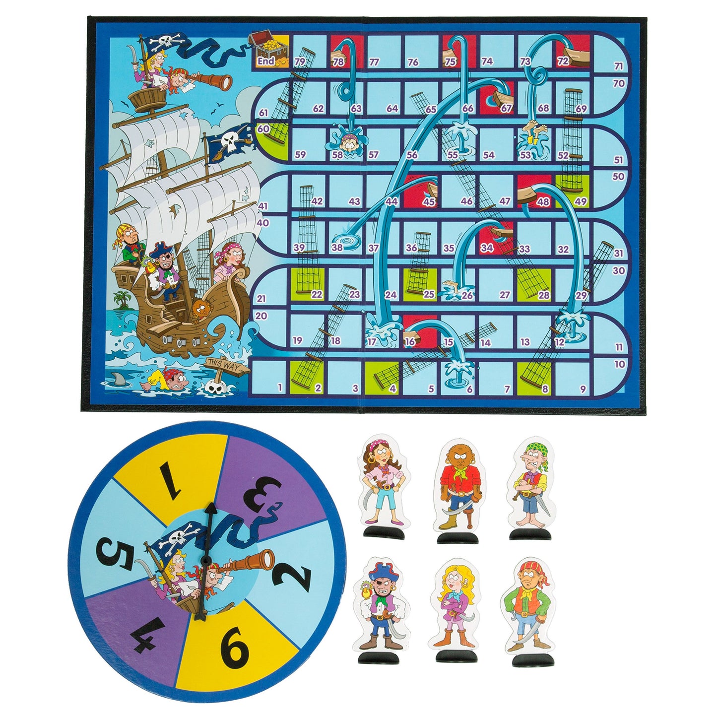 Pirates Snakes And Ladders Preschool Game - No Reading Required - Early Learning Basic Couting Game For Kids Ages 3 And Up - For 2 To 6 Players By Outset