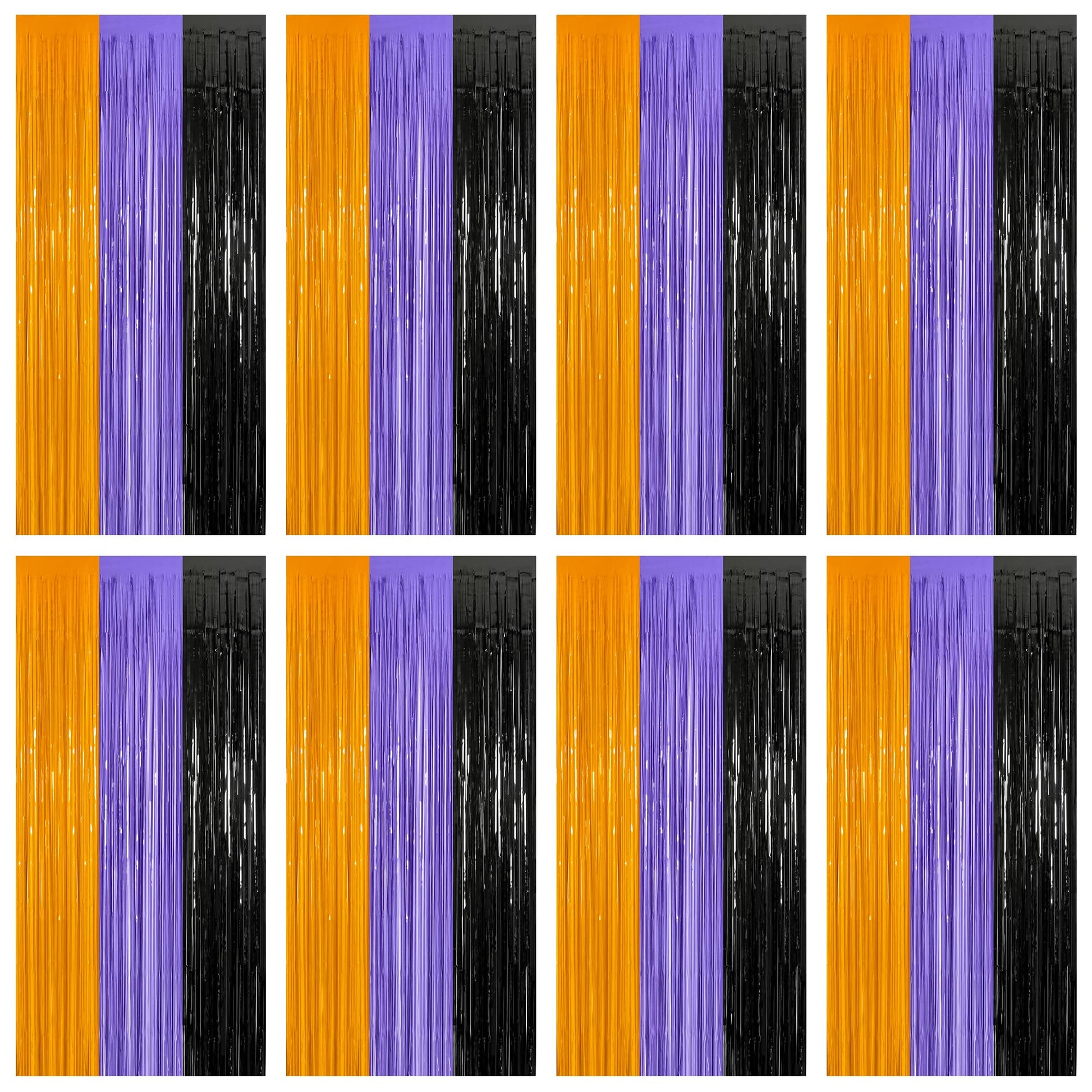 8 Pack Halloween Decorations Indoor, 3.28 FT x 7.05 FT Party Streamer, Orange Purple Black Streamer Backdrop Fringe Curtains Foi
