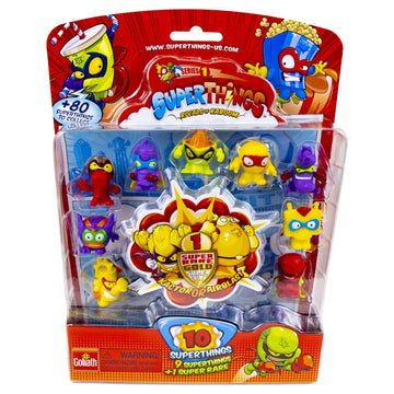 Superthings Series 1 - Blister Pack (10) By Goliath - Contains 9 Superthings And 1 Super Rare Gold Character