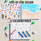 500Pcs+ Stickers/Coloring Book For Toddlers 2-4, Around My Town Stickers Book 12 Scenes,12 Coloring Pages Air Plane Activity For