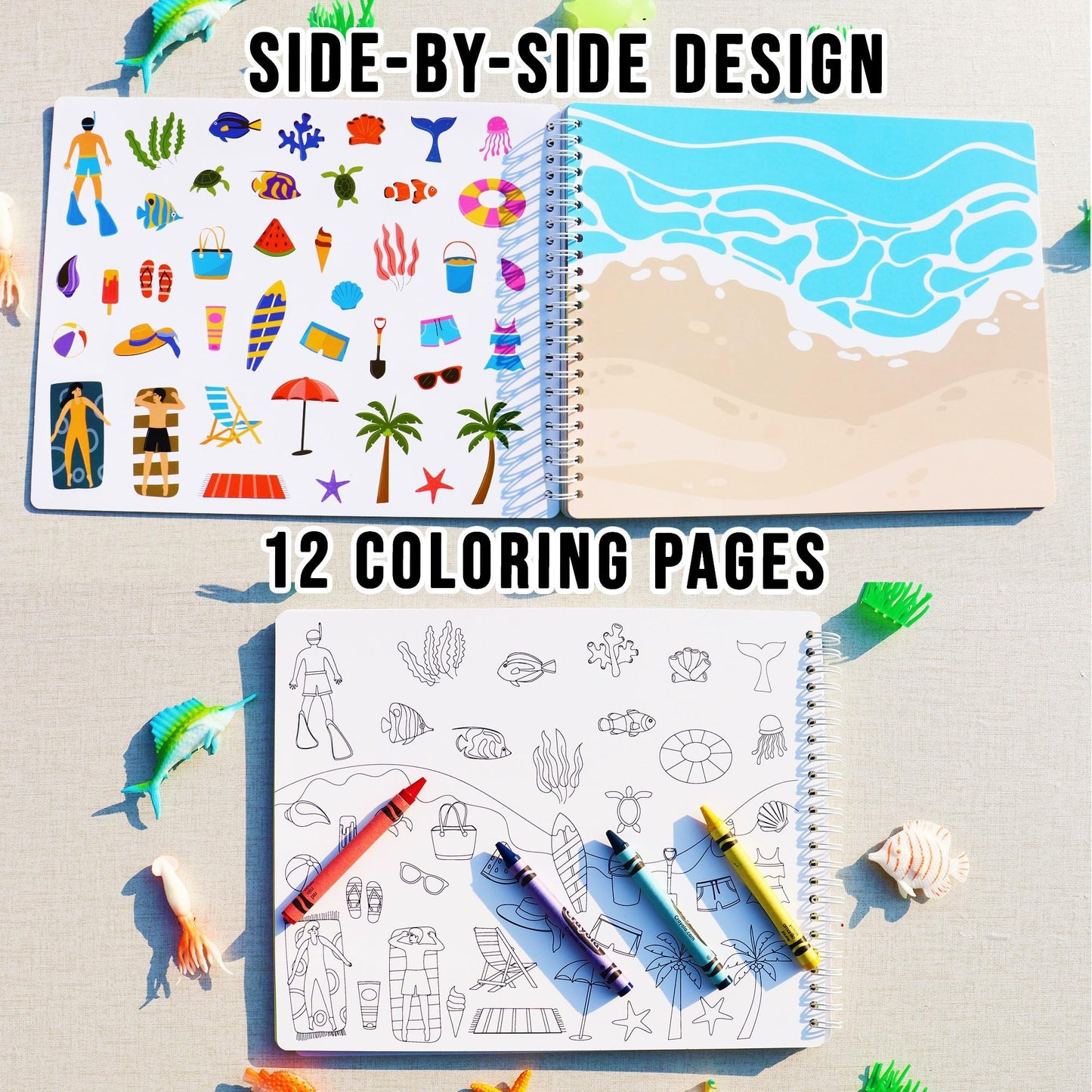500Pcs+ Stickers/Coloring Book For Toddlers 2-4, Around My Town Stickers Book 12 Scenes,12 Coloring Pages Air Plane Activity For
