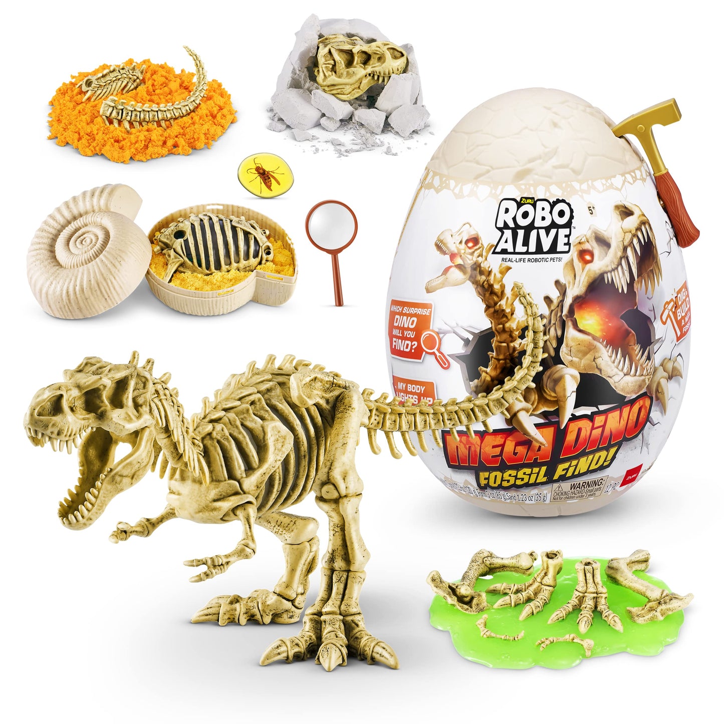 Robo Alive Mega Dino Fossil Find (T-Rex) By Zuru Dig And Discover, Stem, Excavate Prehistoric Fossils, Dinosaur Toys, Educational Toys, Great Science Kit Gift For Girls And Boys