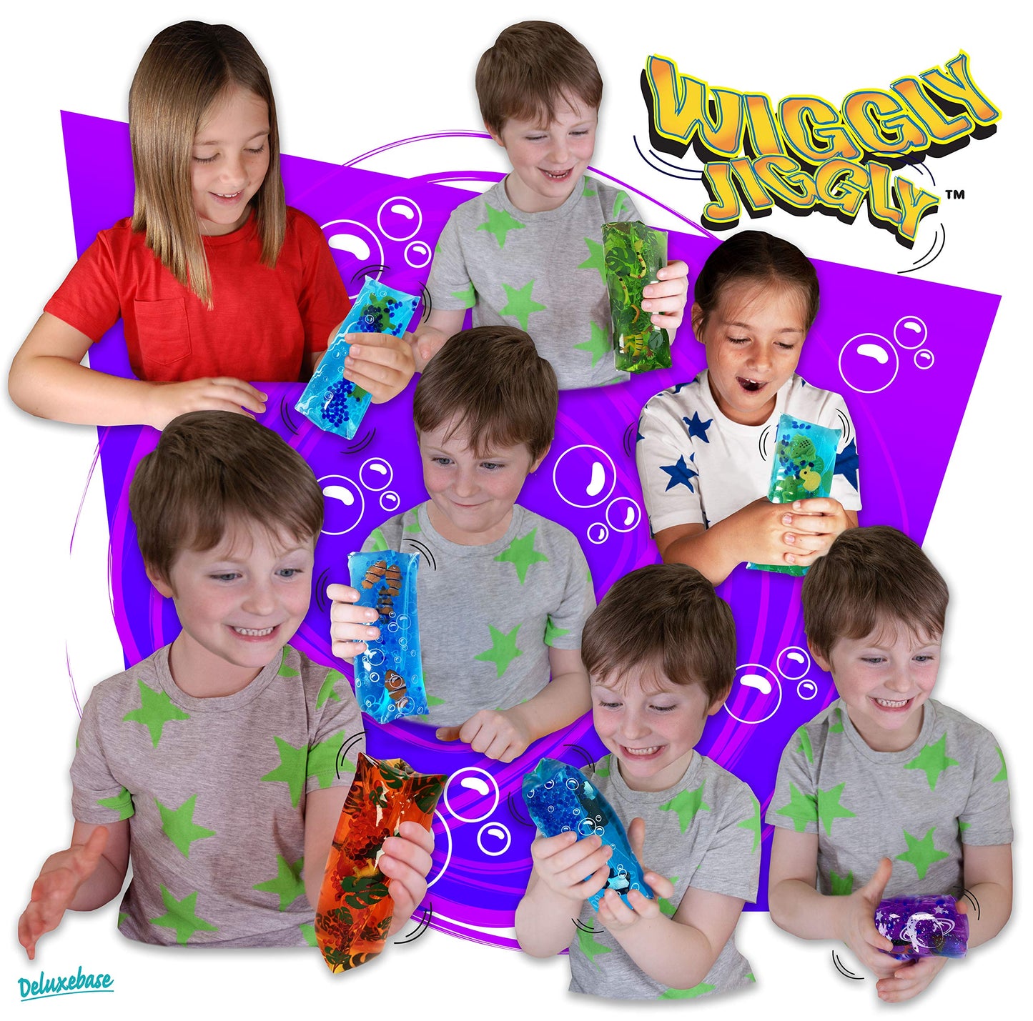 Wiggly Jiggly - Space from Deluxebase. Large Super Squishy Water Snake Fidget Toy with Space Figures. Great Sensory Toy for Auti