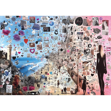 Miniwan - Artistic Collage Beach Puzzle - 1000 Piece Jigsaw Puzzle For Adults - Challenging Puzzle Perfect For Game Nights - Fin