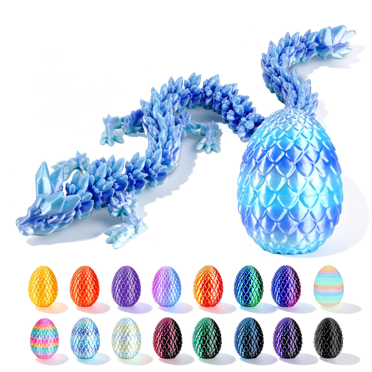Cybermaker 12in 3D Printed Dragon Egg, Articulated Toy(Silk Glacier Mint)