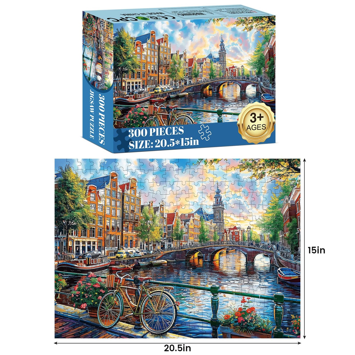 Jigsaw Puzzles 300 Pieces For Adults Bike Puzzles For Kids Ages 8-10 10-12 Puzzles Games 300 Piece Puzzle Recycled Cardboard Puzzles Educational Toys Gift Family Puzzle