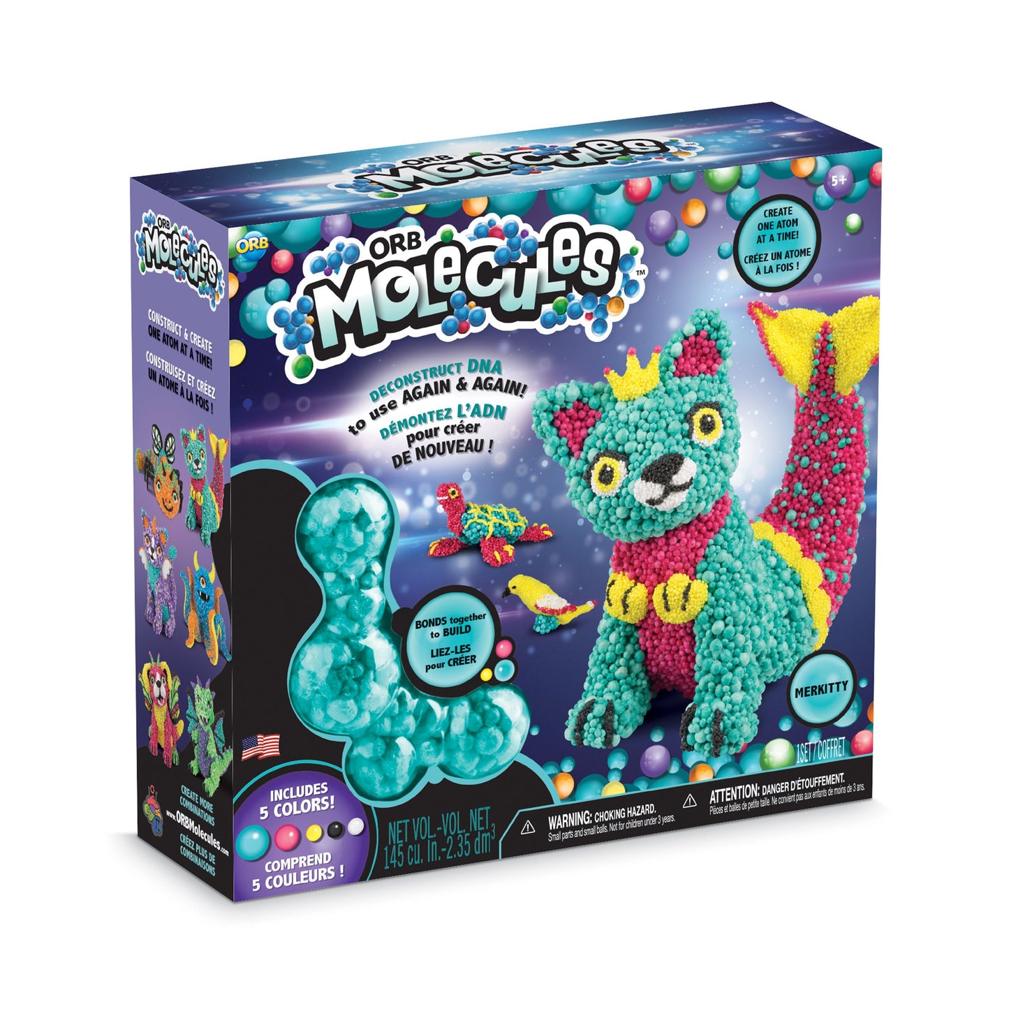 The Orb Factory Orbmolecules Merkitty Never Dries Compound, Aqua/Pink/Yellow, 9.44' X 3.44' X 8.44'-Packaging May Vary