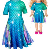 Heone Doll And Girl Matching Nightdress Mermaid Dress Nightgowns Costume For Girl And 18'''' American Girl Doll Clothes(1-150),