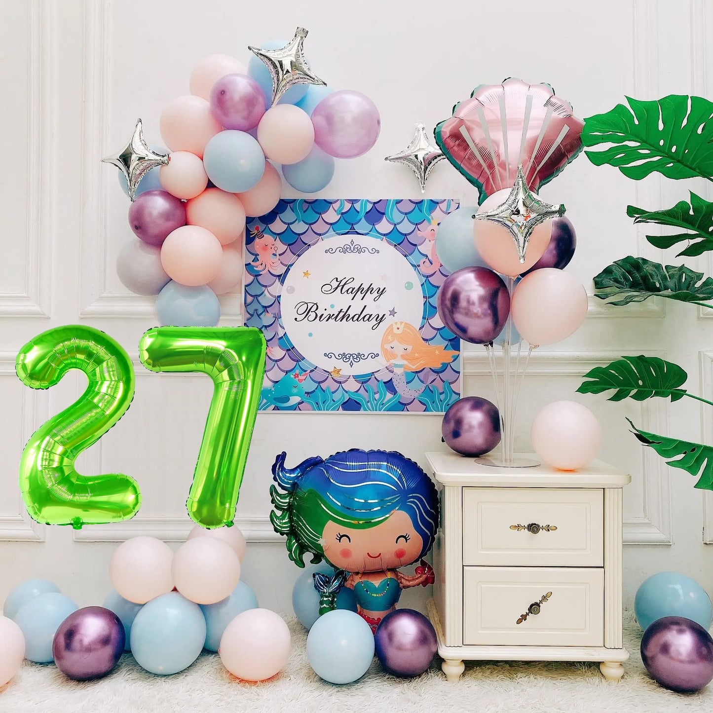Smlpuame 40 Inch Number Balloon 0-9 Green Large Number 27 Balloons,Digital Balloons For Birthday Party Celebration Decorations S