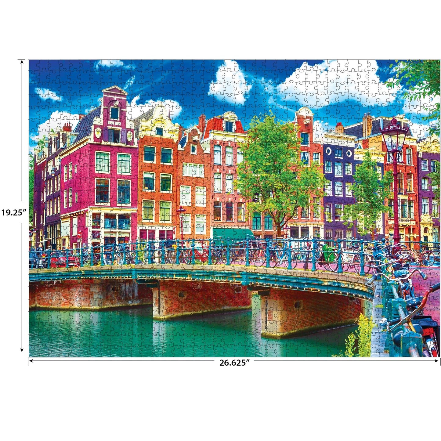 RoseArt 1000 Piece Jigsaw Puzzle - Colorful Waterfront Buildings, Amsterdam, Multi-colored, Model 8700ZZV
