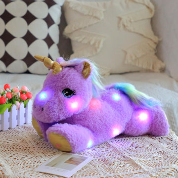 Cuteoy Musical Plush Purple Unicorn Stuffed Animal Glowing Led Light-Up Nightlight Toys Singing Lullabies Birthday Christmas Plu