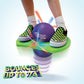 Geospace Original Led Air Pogo Jumper Deluxe With Motion-Activated Lights, Indoor Or Outdoor Trick Bounce Board For Boys, Girls, Teens Ages 6+ Or Up To 160 Lbs, Pump Included (Purple/Green)