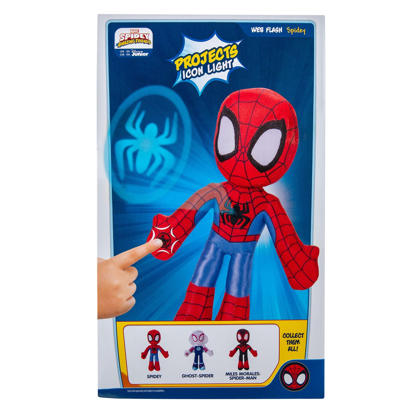 Spidey and his Amazing Friends Web Flash Spidey Plush - 9-Inch Light Up Signal Toy - Multicolor, Model SNF0142