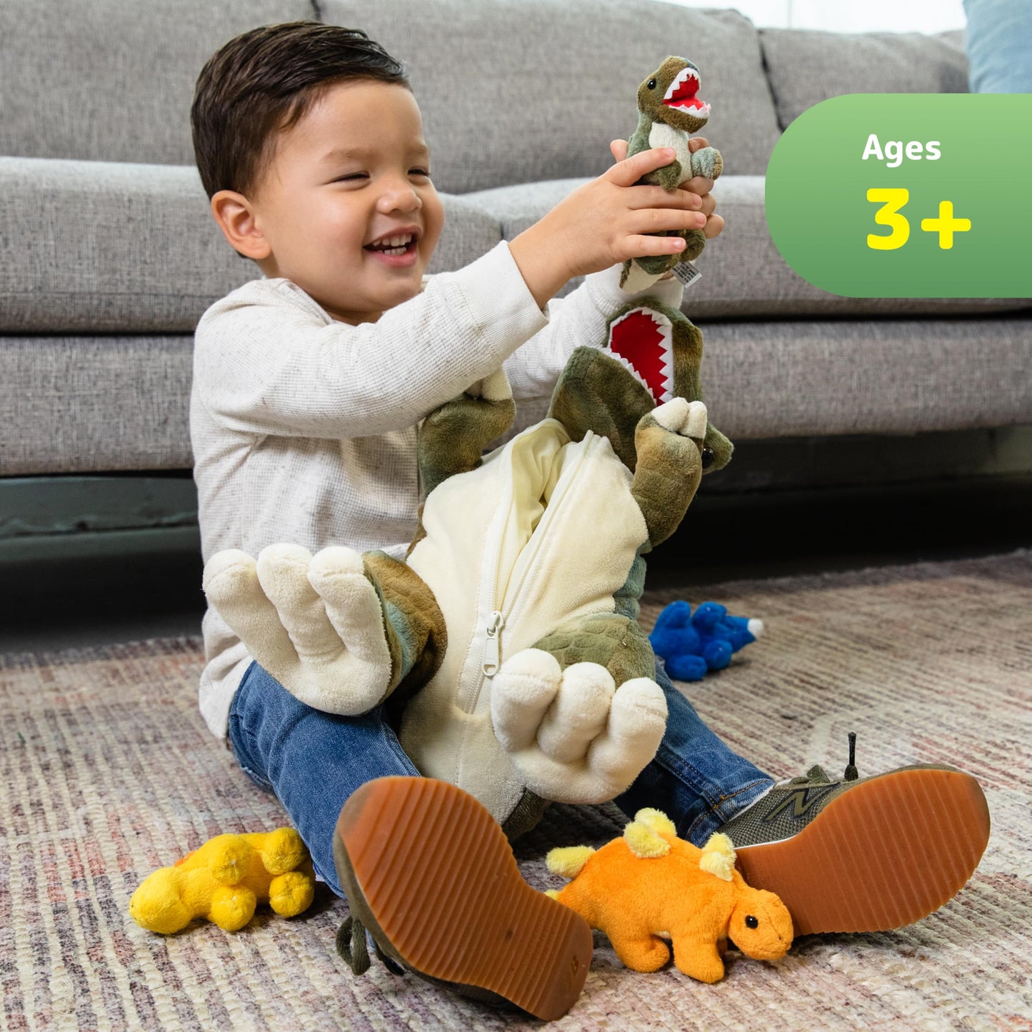 PREXTEX Dinosaur Stuffed Animal Set - 15-Inch T-Rex with 5 Plush Dinosaurs - Multicolor, Perfect Gift for Kids 3+