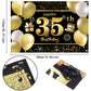 IMISI 35th Happy Birthday Banner - Black Polyester Decorations for Men