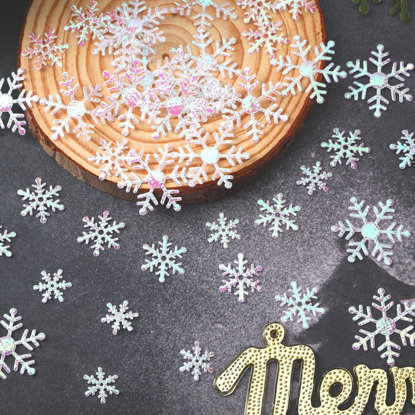 MARFOREVER Snowflake Confetti Decorations, Winter Snowflake Glitter Confetti White Snow Scatter Confetti Winter Wonderland Table