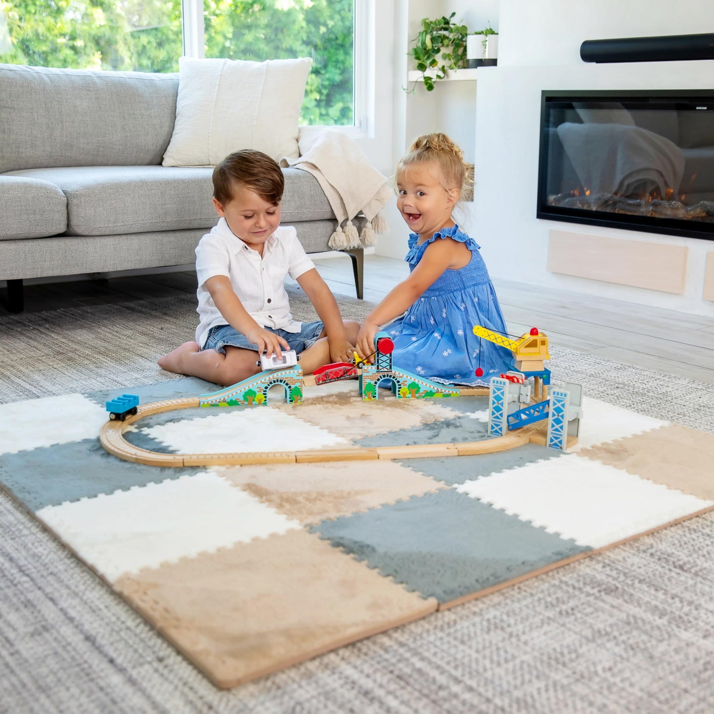 Large 16 Piece Carpet Squares Puzzle Mat - Plush Interlocking Carpet Tiles, Foam Floor Tiles For Baby Mat For Floor - Kids Play