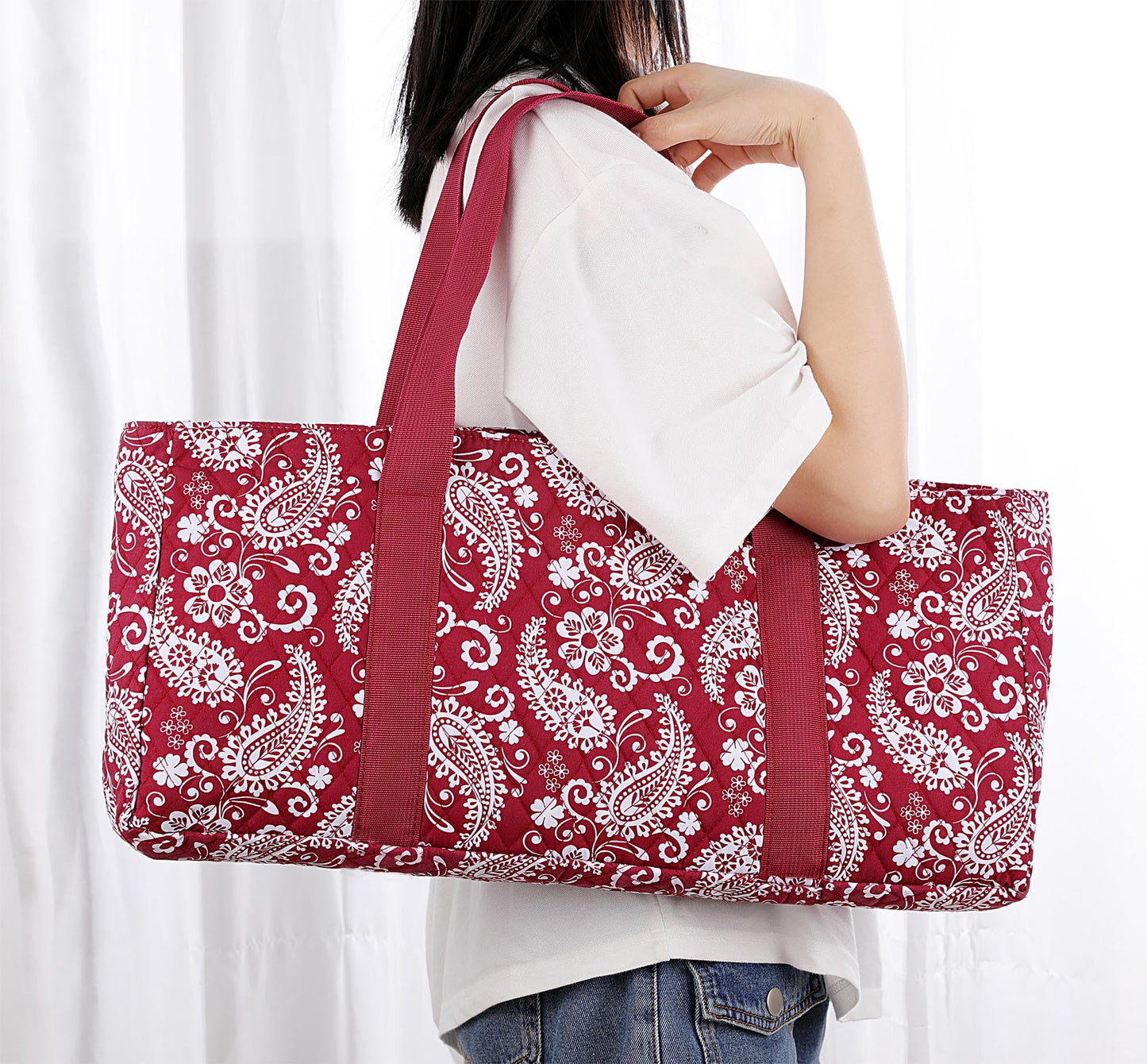 Mose Cafolo American Mahjong Game Set - 166 Premium Melamine Tiles, Red Paisley Bag, Complete Set with Rack, Chips, English Manual