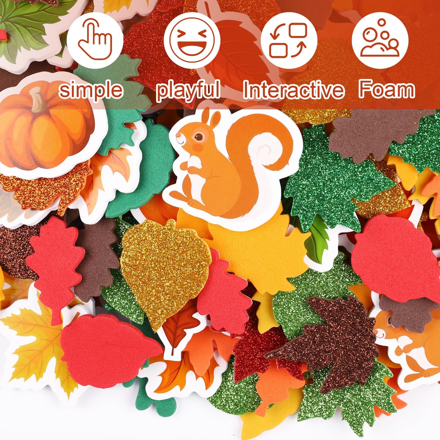 Fovths 24 Packs Fall Foam Picture Frame Kits Thanksgiving DIY Frame Crafts Fall Leaf Picture Craft Autumn Theme Picture Frames w