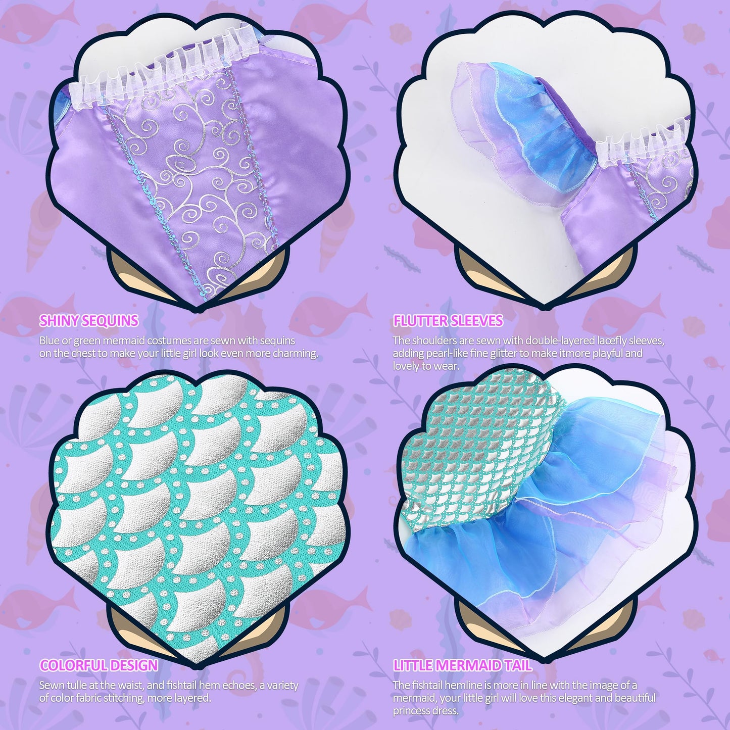 RELARLiYA Princess Costume for Girls Cosplay Princess Dress Birthday Halloween Christmas Dress up 3-4T