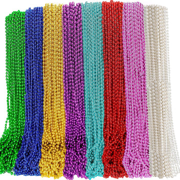 Elefama 200PCS Mardi Gras Beads Necklaces Bulk 33 Inch 7 mm Purple Blue Pink Silver Gold Red Green Mardi Gras Beaded Necklaces G