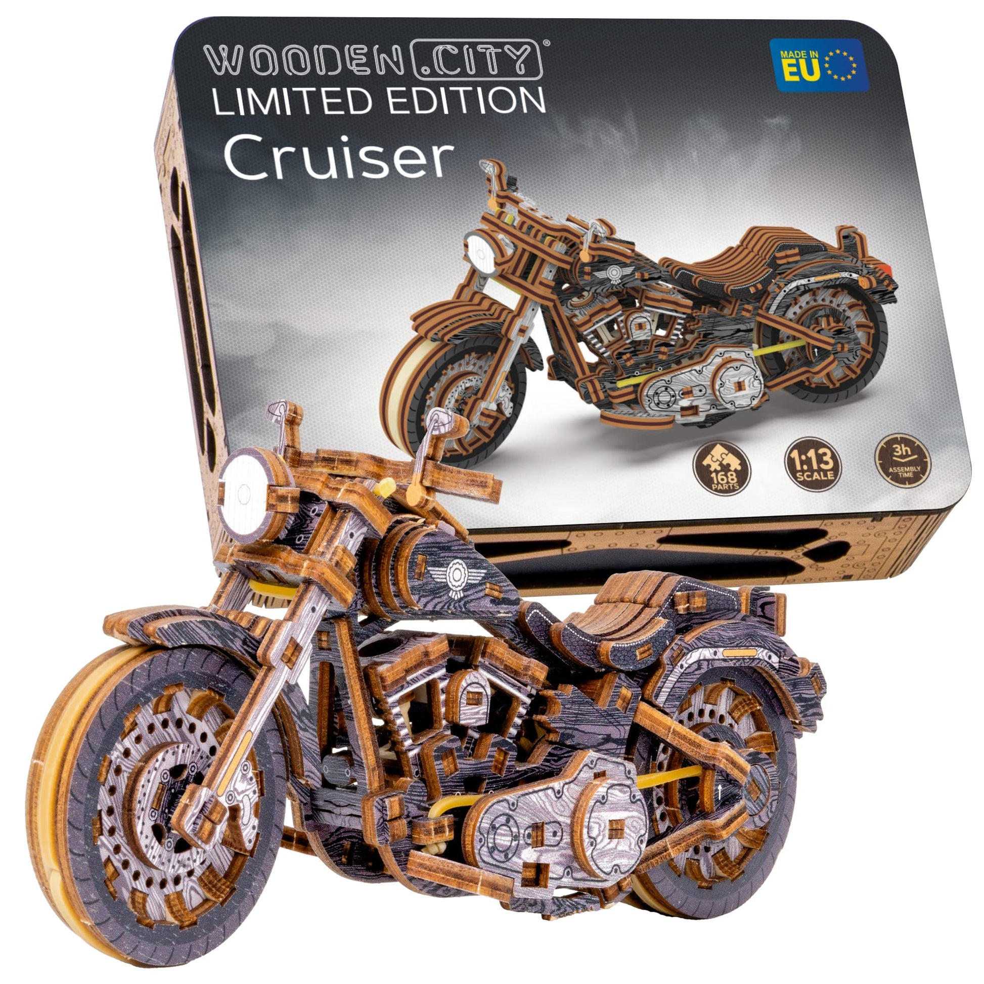 WOODEN.CITY Engineering DIY Wooden Model to Built - Model Car Kits - enhanced 3D Wooden Puzzles for mature-themeds - Detailed Model Kits for Enthusiasts and Collectors (Cruiser V-Twin 3D Motorcycle)