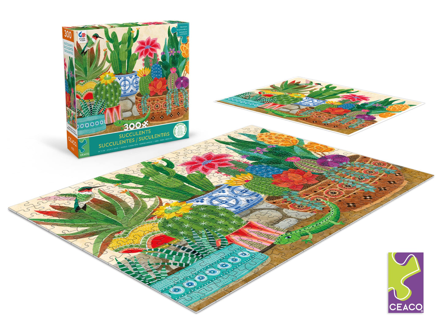 Ceaco - Succulents Collection - Stephanie'S Succulents - 300 Piece Oversized Jigsaw Puzzle