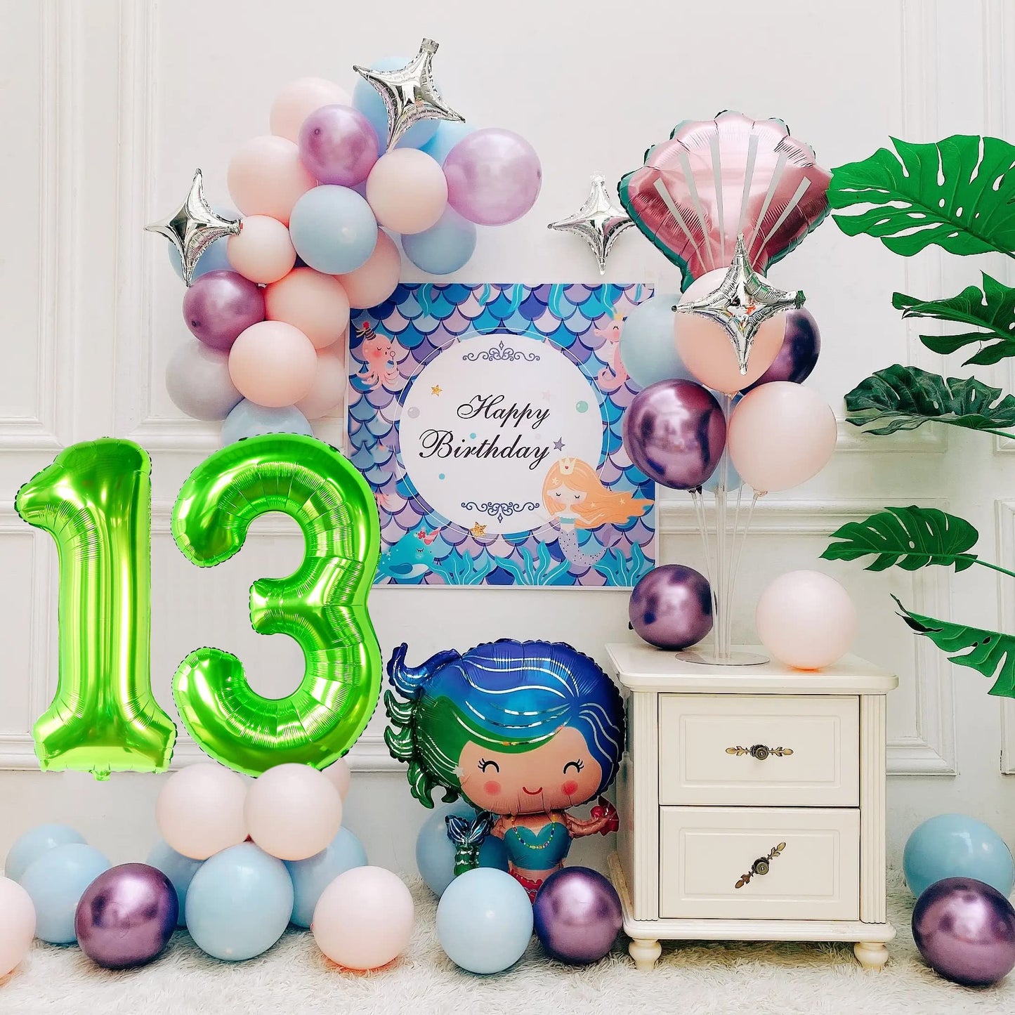 Smlpuame 40 Inch Number Balloon 0-9 Green Large Number 13 Balloons,Digital Balloons For Birthday Party Celebration Decorations S