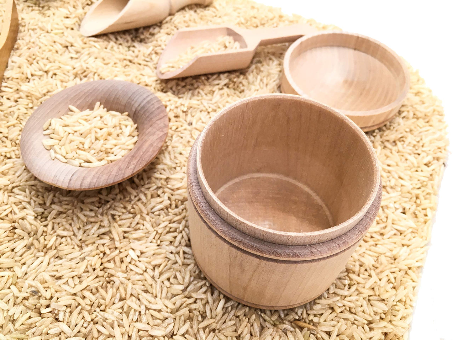 SimplytoPlay Sensory Bin Tools, Montessori Toys for Toddlers, Waldorf Toys, Wooden Scoops and Tongs for Transfer Work and Fine M