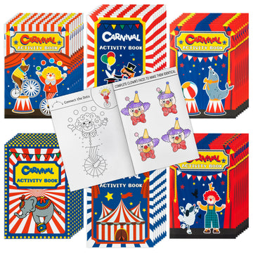 JAPBOR Carnival Activity Coloring Books - 24PCS Mini Circus Carnivals Activities Color Books Bulk for Kids Party Favors, Showman