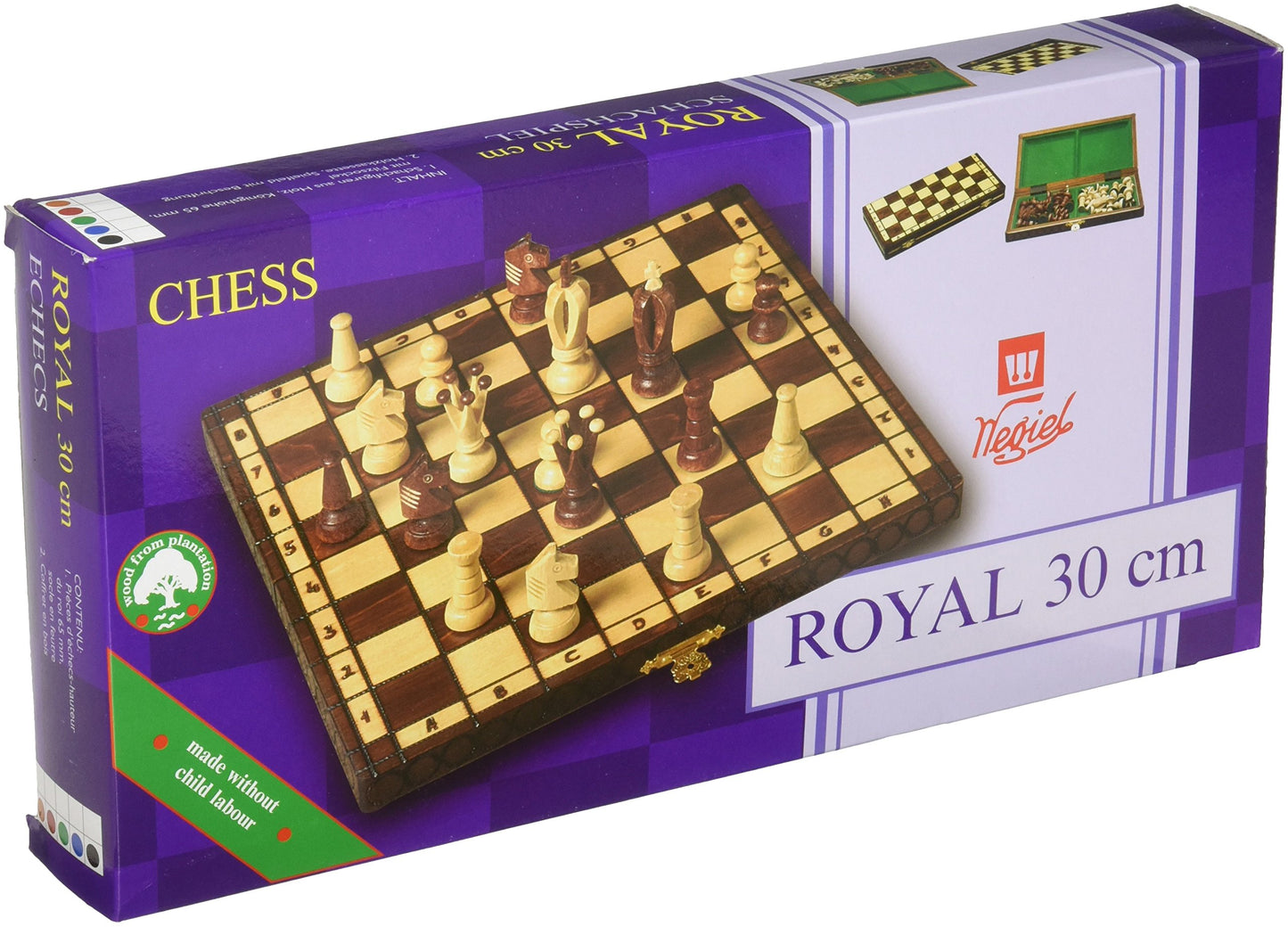 Wegiel Chess Royal 30 European Wooden Handmade Set, 11.81"x1.97", Brown, Model SH-CH010-A