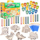 Set Of 24 Valentines Cards For Kids Classroom - Valentine'S Day Dinosaur Wood Painting Kits For Kids School - Each Valentines Gift Includes Complete Craft Kit & Card For Boys Girls Classroom Exchange