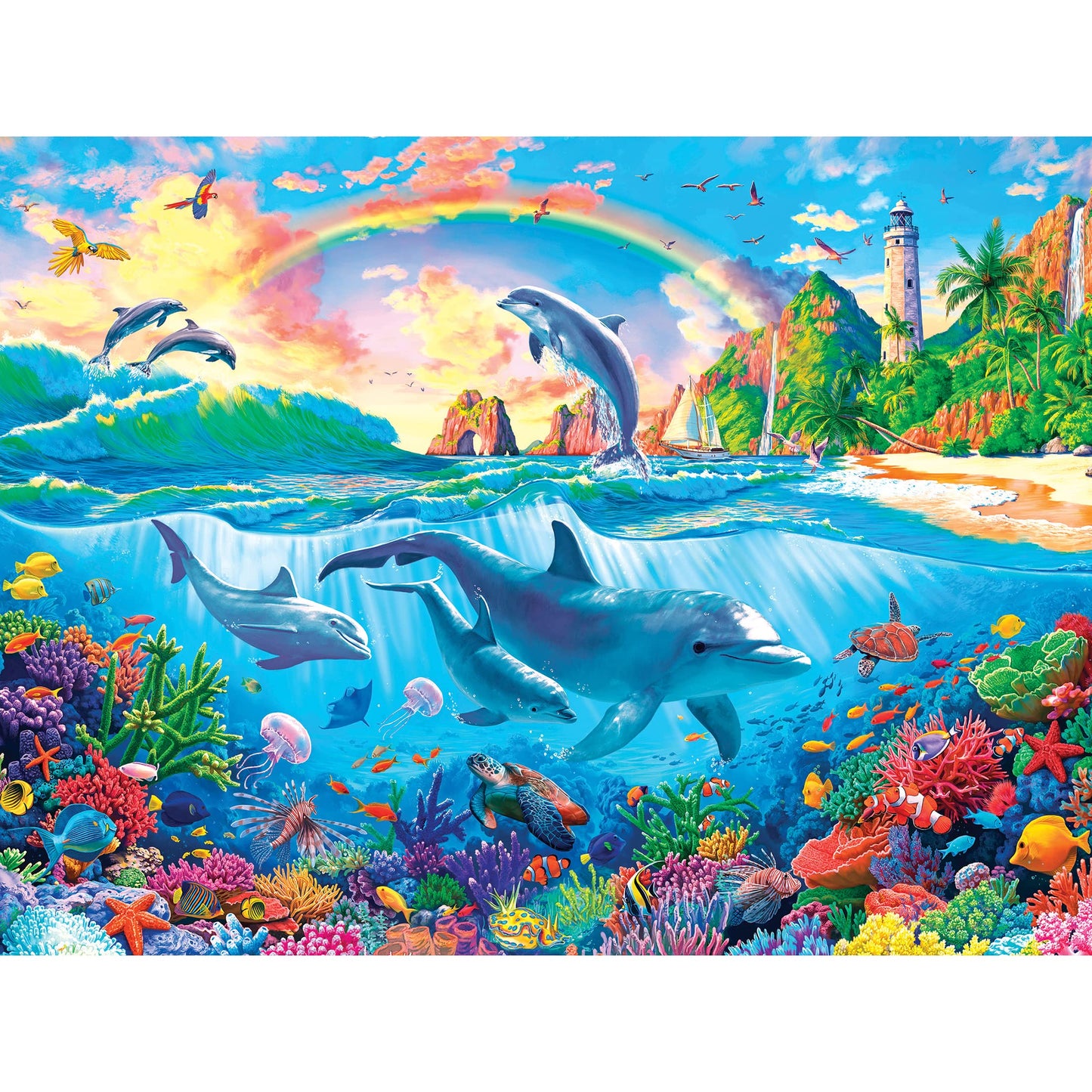 RoseArt Dolphin Paradise 550-Piece Jigsaw Puzzle - Multi-Colored Cardboard - Model 8300ZZAT for Adults