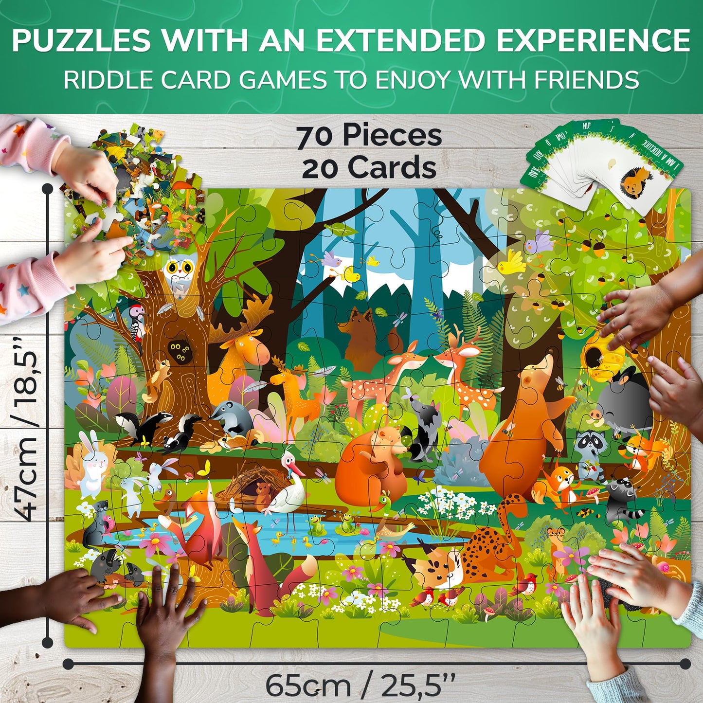 Quokka Search And Find Puzzles For Kids Ages 4-6 - Riddle Kids Puzzles 6-8 Years Old - 70 Unique Pcs | 20 Illustrated Guessing Cards | Engaging Children Themes - Forest Puzzle Gift For Toddlers 3-5