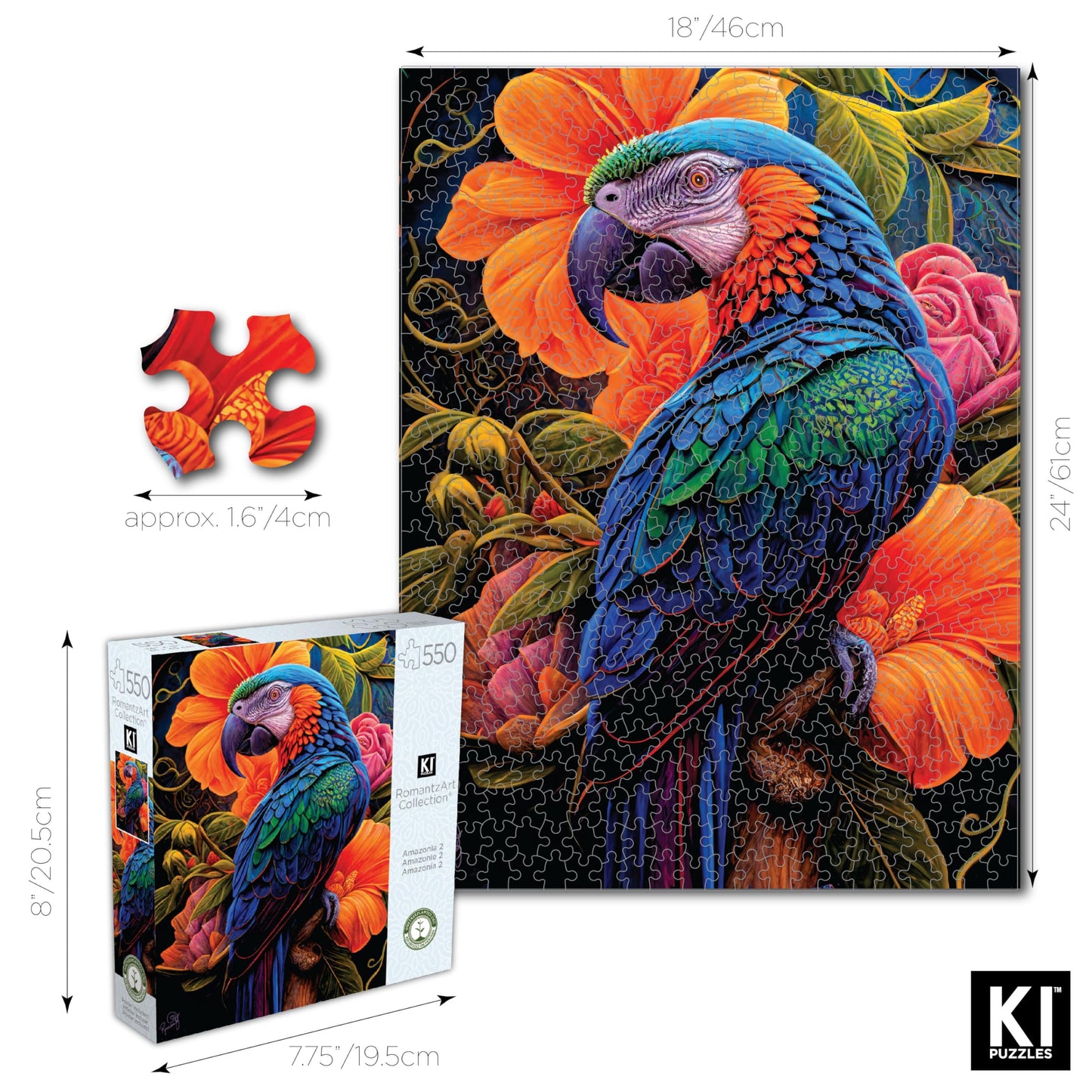 550 Piece Puzzle for Teens and mature-themeds - Hard  Difficult  Challenging Jigsaw - large online retaileria II by RomantzArt - Bird Puzzle - 24x18 Inches