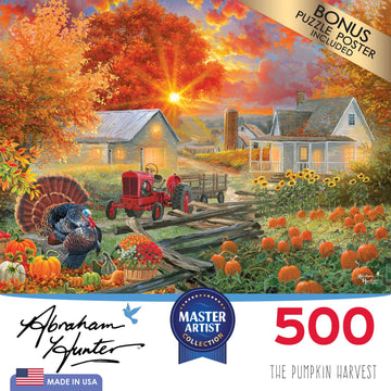 Roseart - Abraham Hunter - The Pumpkin Harvest - 500 Piece Jigsaw Puzzle For Adults