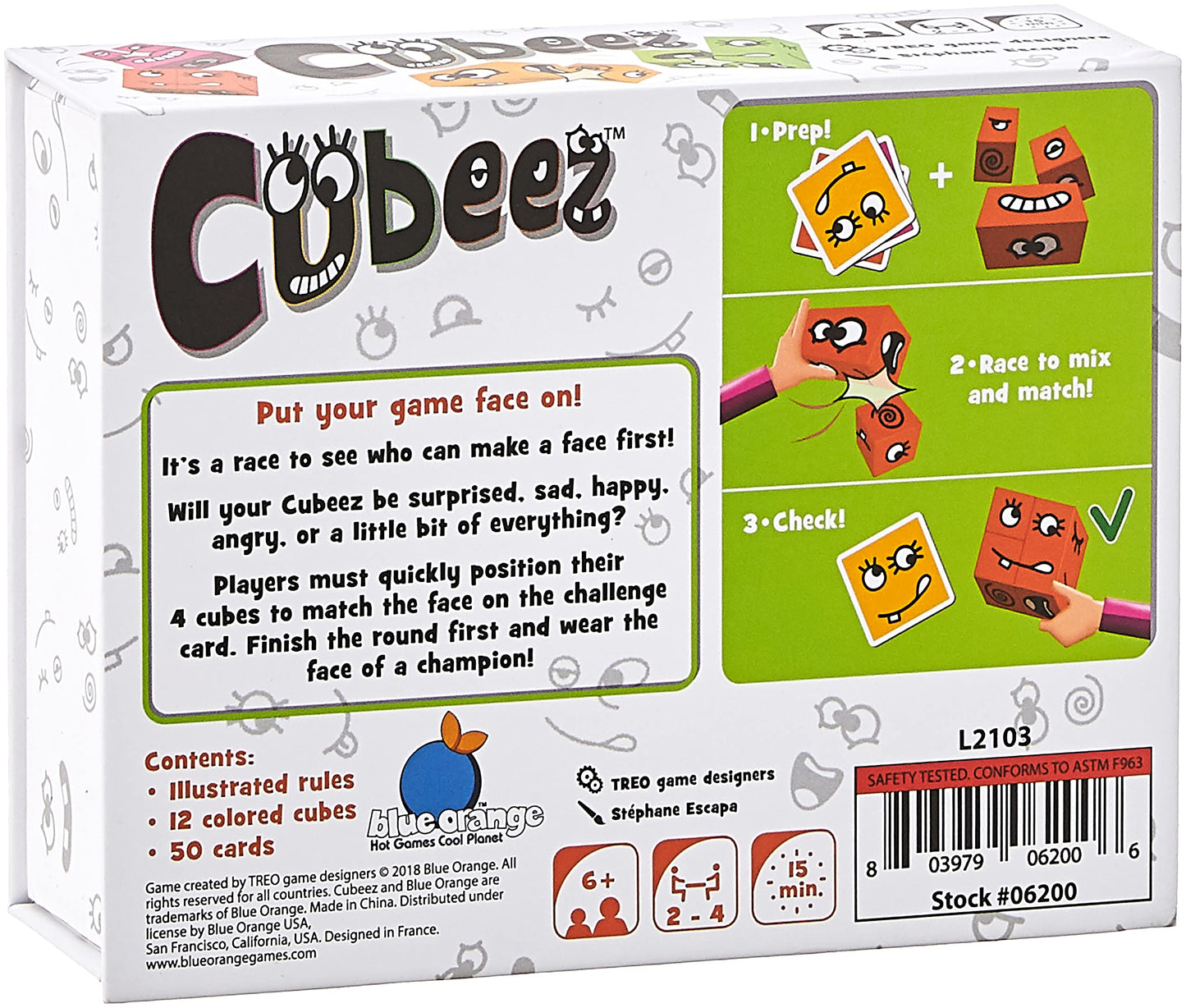 Cubeez The Original Wooden Face Changing Magic Cube Game | Expression Puzzle Building Blocks Pattern Matching Board Game | Kids, Teens, Adults, Family Games | Ages 6+ | By Blue Orange Games