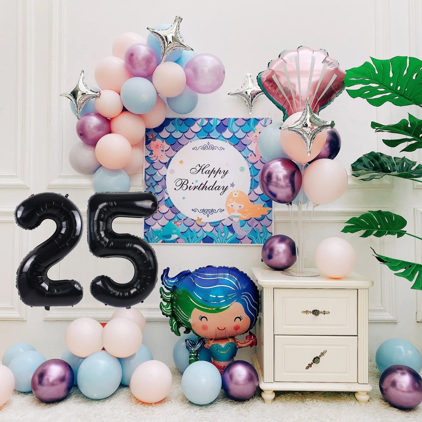 Smlpuame 40 Inch Black Number 25 Balloon – Aluminum Foil Digital Balloon for Birthday and Wedding Decorations