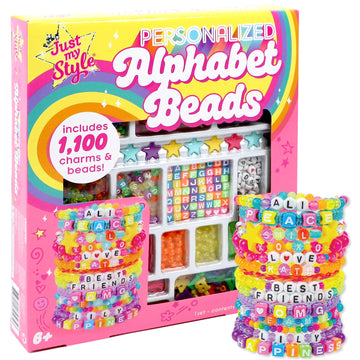 Just My Style Abc Beads By Horizon Group Usa, 1000+ Charms & Beads, Alphabet Charms, Accent Seed Star Wax Beading Cord, Satin Cord Key Ring Included, Bright