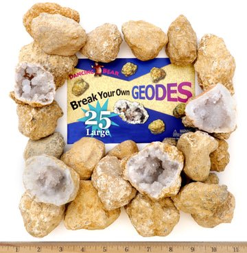 Dancing Bear 25 Break Your Own Geodes, 90% Hollow, (Large 1.75-2.5') Crack Open & Discover Amazing Surprise Crystals Inside! Educational Info And Instructions Included, Fun Party Favors & Prizes
