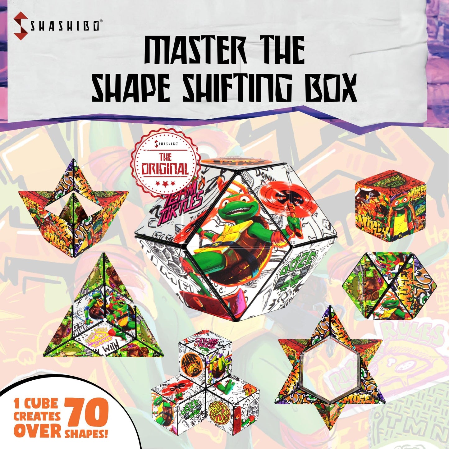 Shashibo Shape Shifting Box - Magnetic Puzzle Cube, Mikey Series 2, Fidget Toy, 36 Rare Earth Magnets, Transforms Into 70+ Shapes