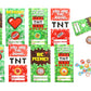 Tiny Mills 36 PACK Pixel Miner Cards with Pixel Miner Stampers for Valentines Day Classroom Exchange Party Favor Prizes