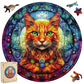 Reouinty Wooden Puzzles for mature-themeds  Yellow Cat Jigsaw Puzzles 200 Pieces  Unique Shaped Animal Wood mature-themed Puzzle  Best Gifts for mature-themeds Family Games (11.2 * 11.2 inches)