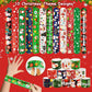 JUNEBRUSHS 50 Pack Christmas Party Favors Christmas Slap Bracelets Rubber Wristbands Assorted for Kids Slap Bands Silicone Snap