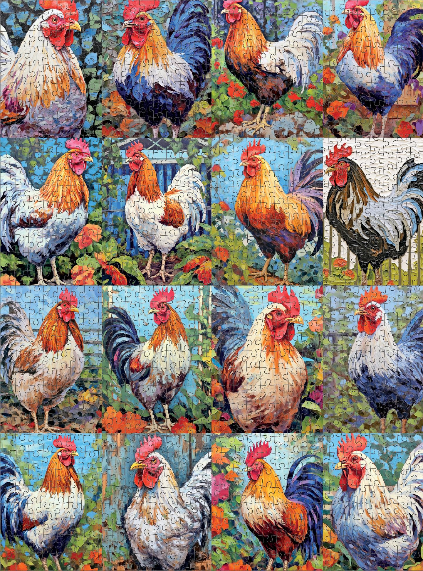 Cross & Glory - Key West Colorama: Rooster On Duval - 1000 Piece Jigsaw Puzzle For Adults | Vibrant | Challenging & Artistic | S