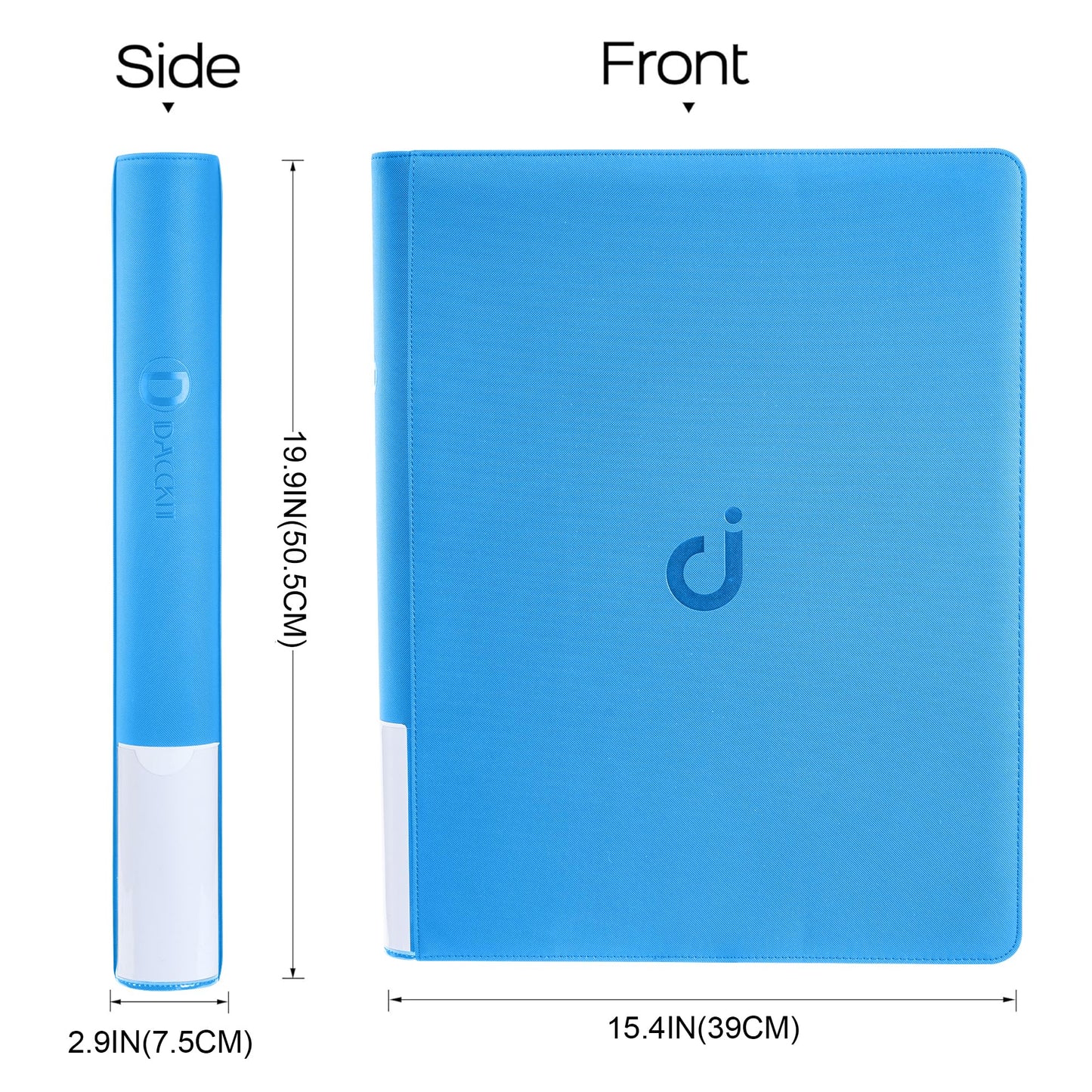 D DACCKIT Toploader Binder  Holds 640 Toploaders - 16-Pocket Top Loader Binder for 3 x 4 Rigid Card Holders for Trading Cards or Sports Cards(Model A Sky Blue)