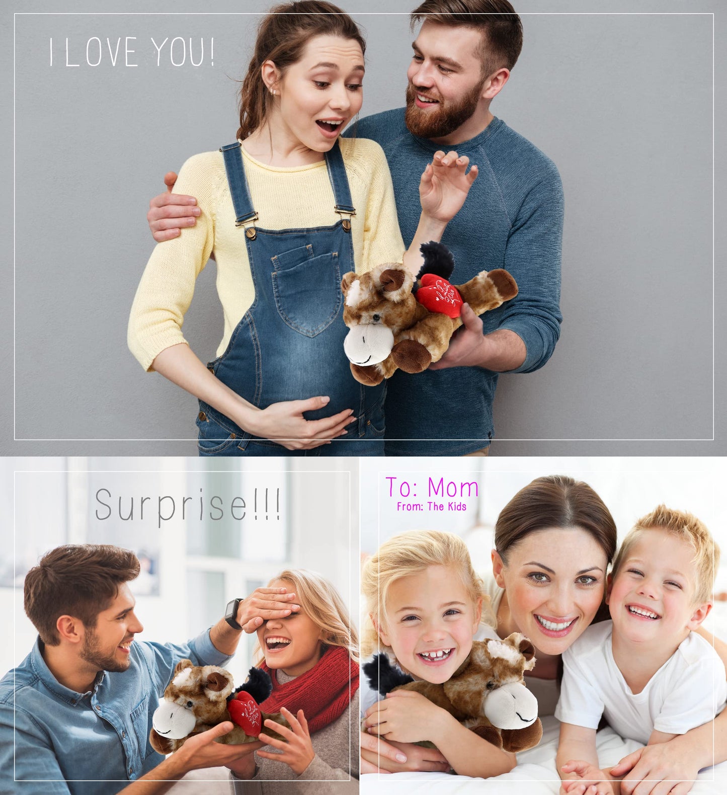 Dollibu I Love You Valentine Plush Lying Brown Donkey - Cute Stuffed Animal With Red Heart And Name Personalization Gift For Valentines Day, Birthday, Anniversary - 9 Inches