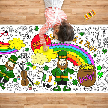 OHOME St. Patricks Day Giant Coloring Poster/Tablecloth - St Patricks Day Decorations - 30 x 72 Inches Jumbo Paper Coloring Ban