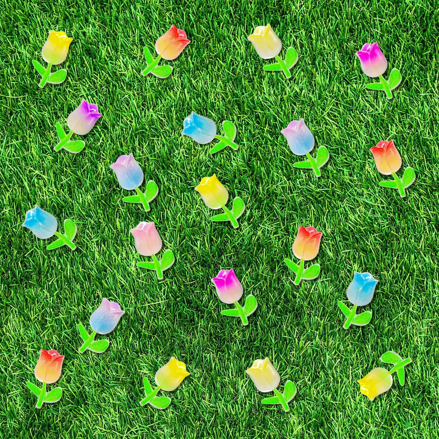100 Pieces Mini Tulip Flowers For Crafts Dollhouse Miniatures Luminous Resin Mini Things Micro Tulip For Fairy Garden Micro Land