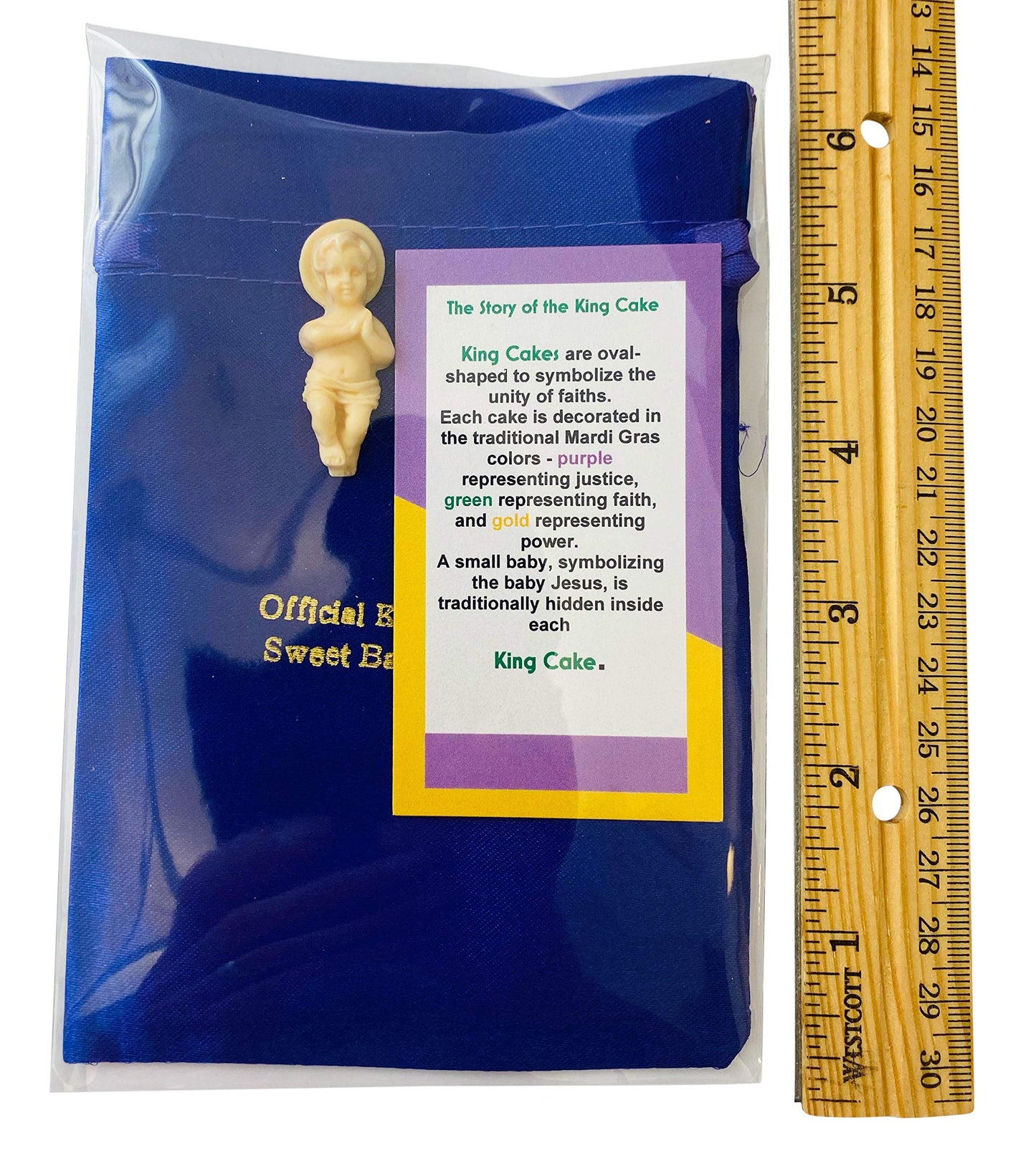 King Cake Baby Figurine With Story Card And Drawstring Bag New Orleans Mardi Gras Souvenir
